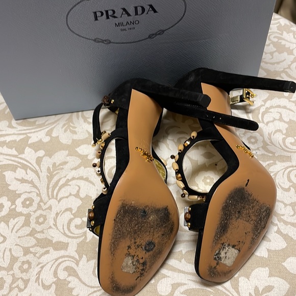 Black Prada suede heels with beads - Picture 3 of 5